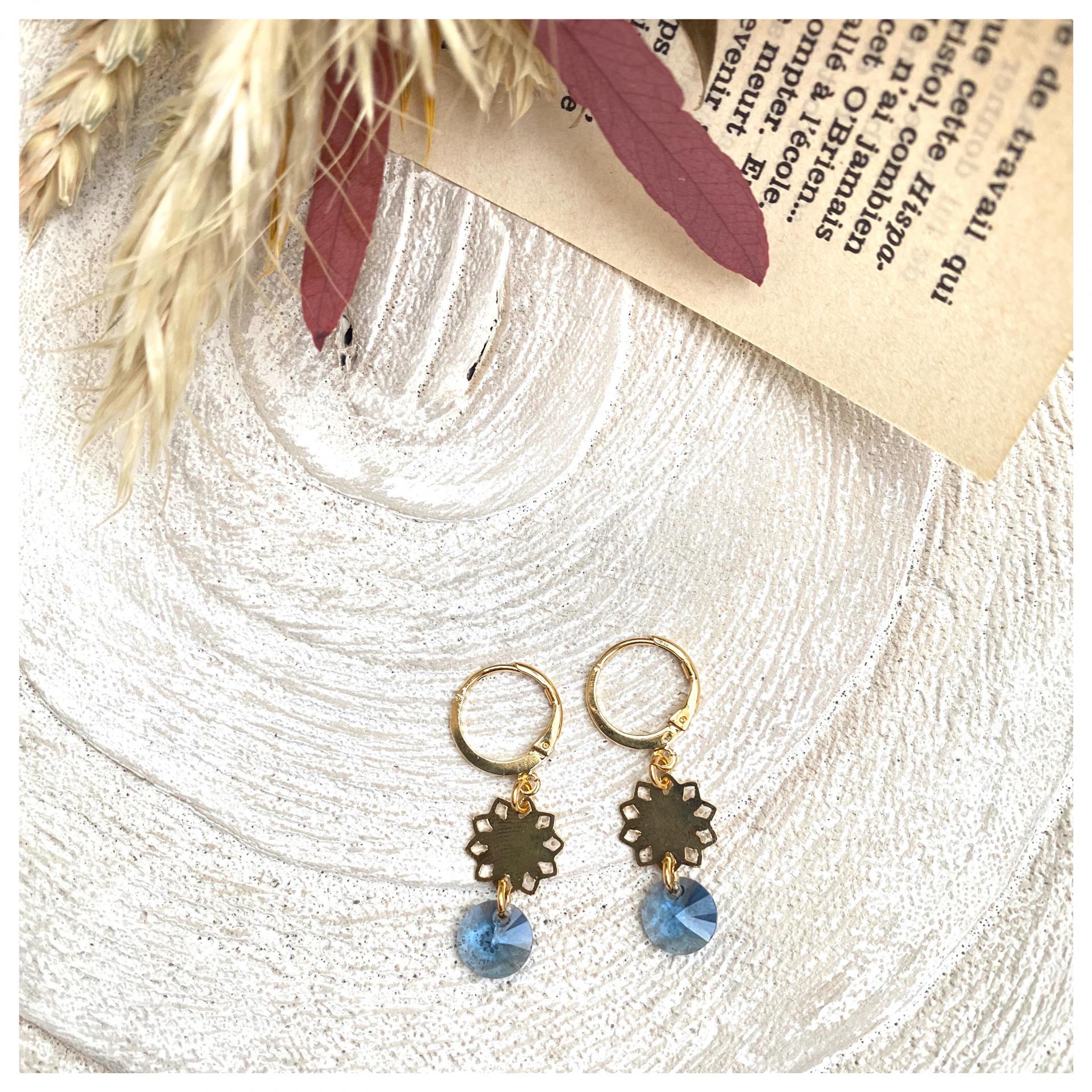 Boucles d'oreilles mini soleil et pendentif cristal