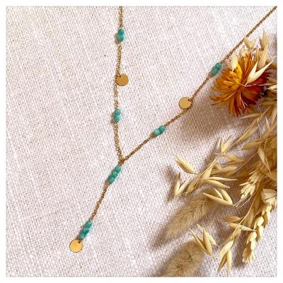 Collier perles naturelles et pendentifs ronds