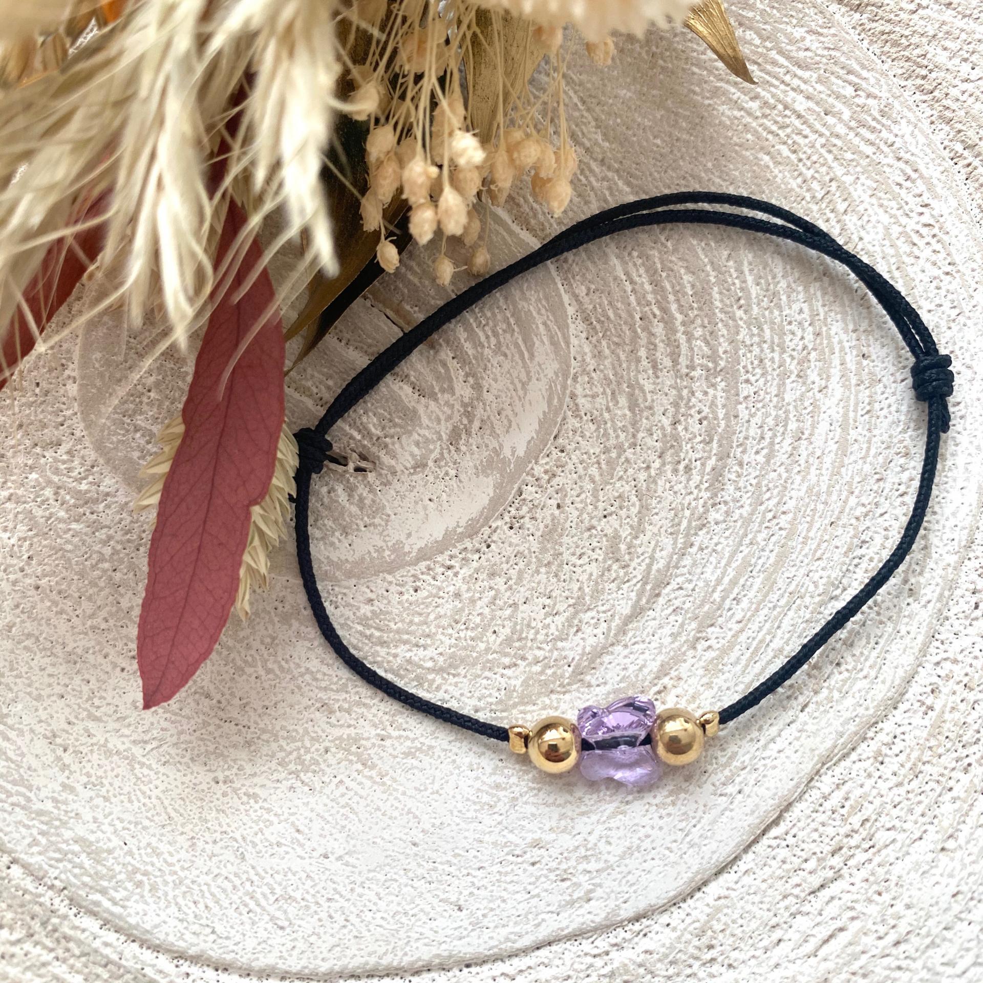 Bracelet lien papillon cristal et perles